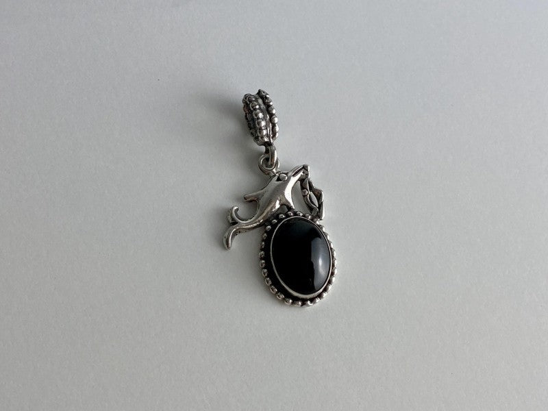 925 Sterling Silver Onyx Dolphin Pendant