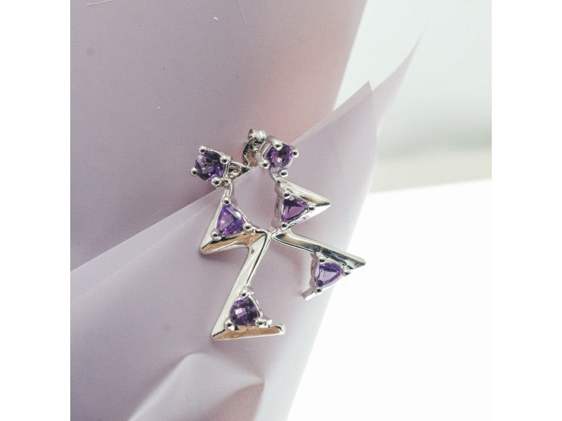 925 Sterling Silver Tourmaline Earrings Italy