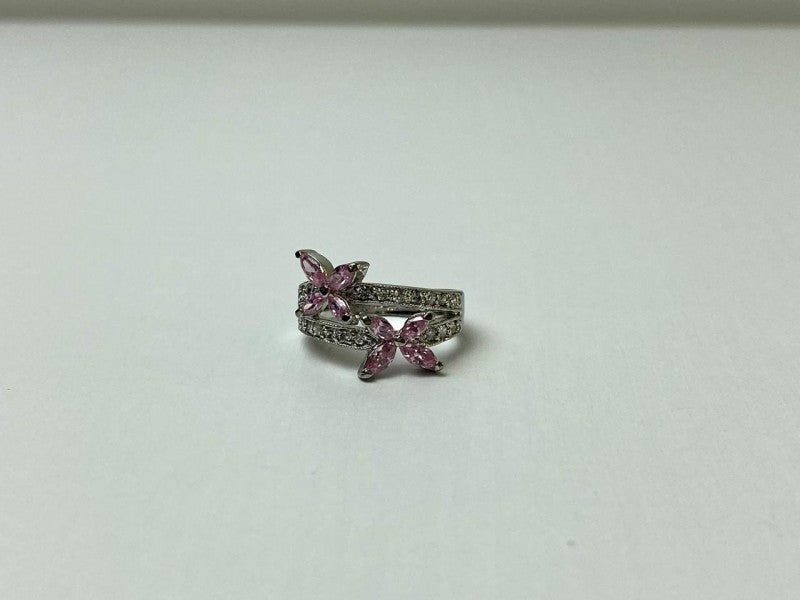 925 Sterling Silver CZ "Butterflies" Ring Size 6.5