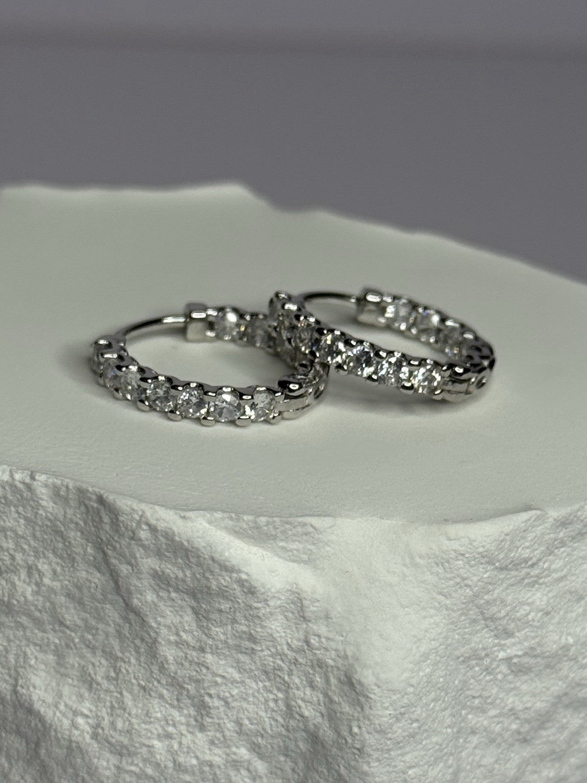 925 Sterling Silver CZ Earrings Length 0.7 Inch