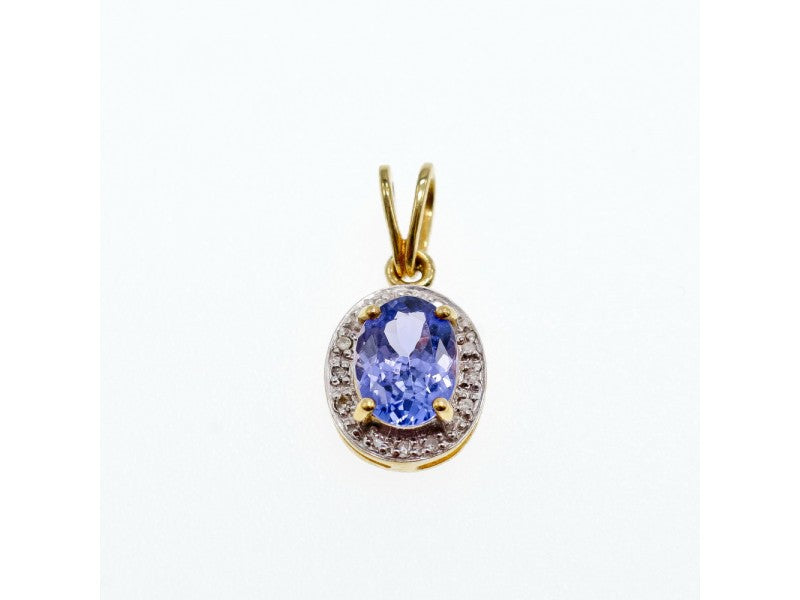 10K Yellow Gold Tanzanite & Diamonds Pendant