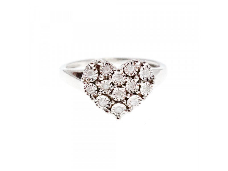 925 Sterling Silver Sapphires "Heart" Ring Size 9