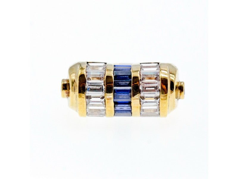 925 Sterling Silver Gold Plated Sapphires & CZ Ring Size 7