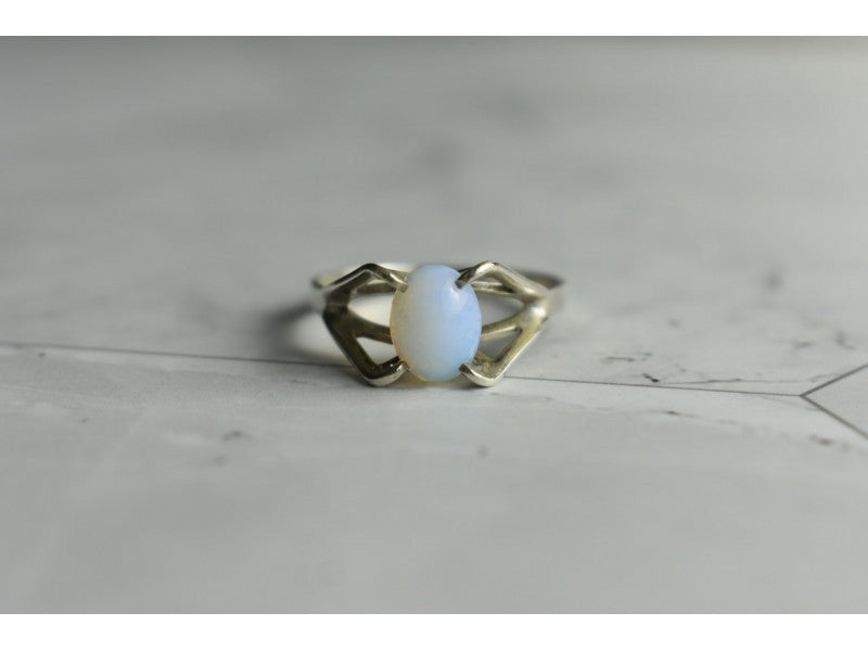 925 Sterling Silver Opal Ring Size 6.5