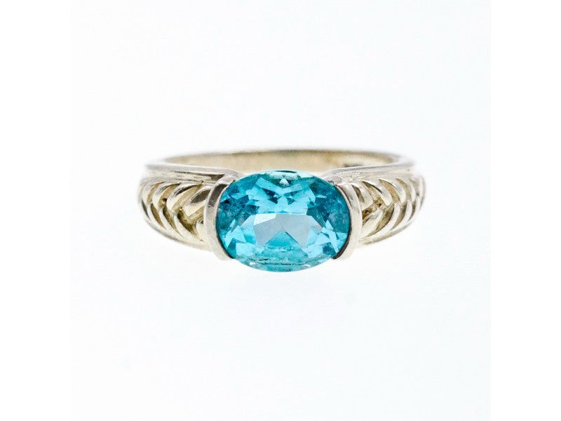 Vintage 925 Sterling Silver Topaz Ring Size 7