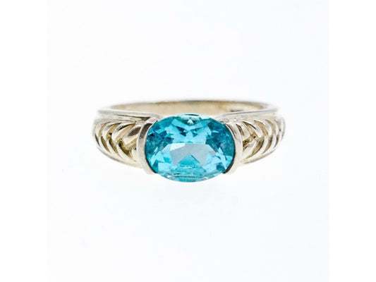 Vintage 925 Sterling Silver Topaz Ring Size 7