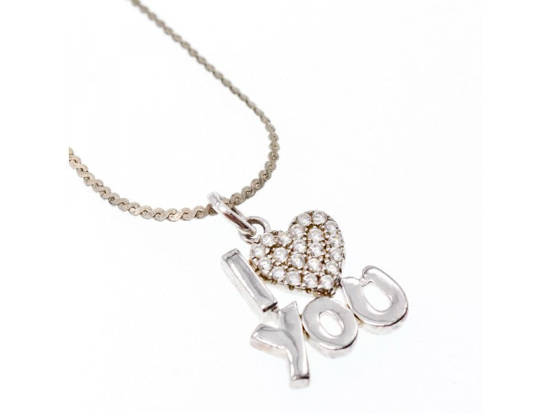 925 Sterling Silver CZ "I Love You" ?Hain With Pendant Italy