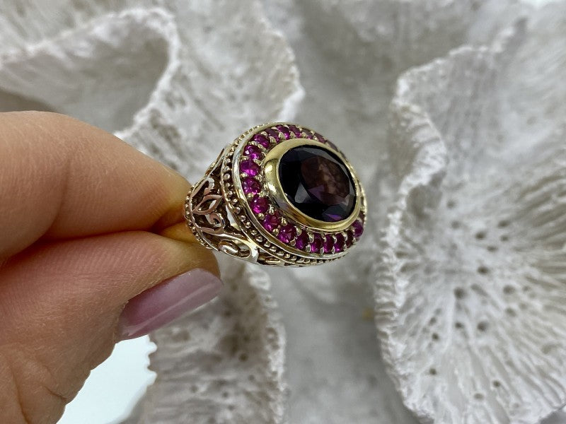 925 Sterling Silver Gold Plated CZ Ring Size 5.5
