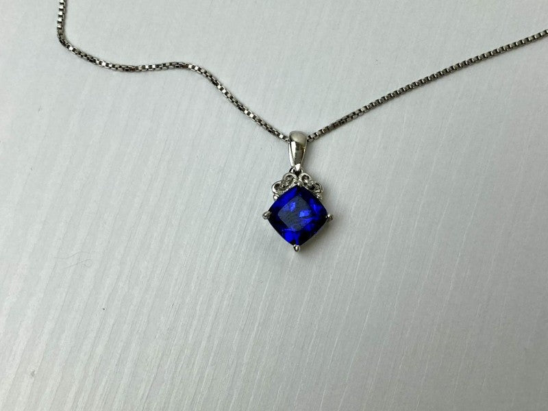 925 Sterling Silver London Blue Topaz Ring & Chain With Pendant Set