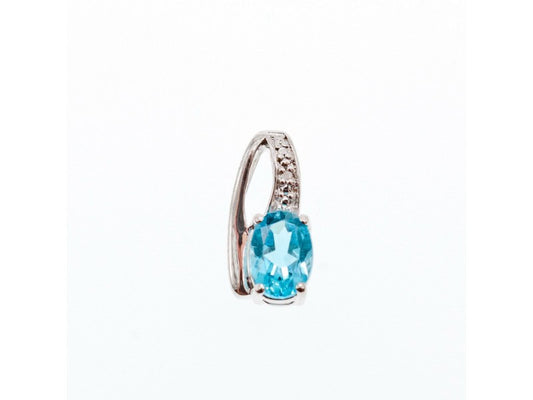 925 Sterling Silver Topaz & Diamond Pendant