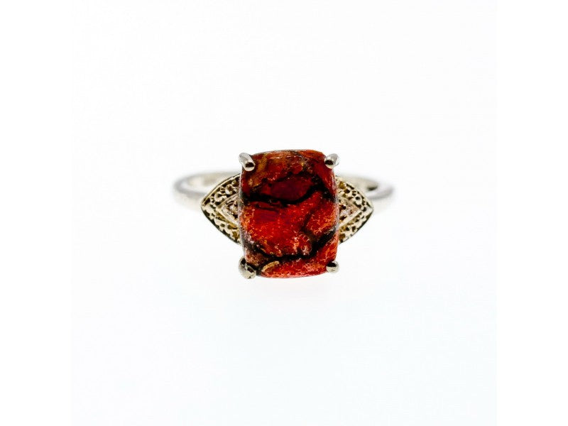 Vintage 925 Sterling Silver Jasper Ring Size 6.5