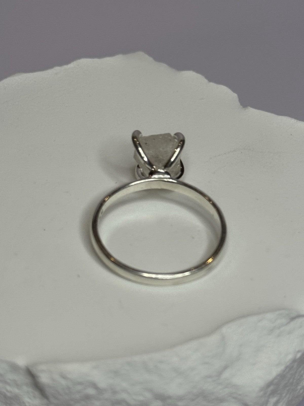 925 Sterling Silver Raw & Rough-Cut Diamond Ring Size 6.5