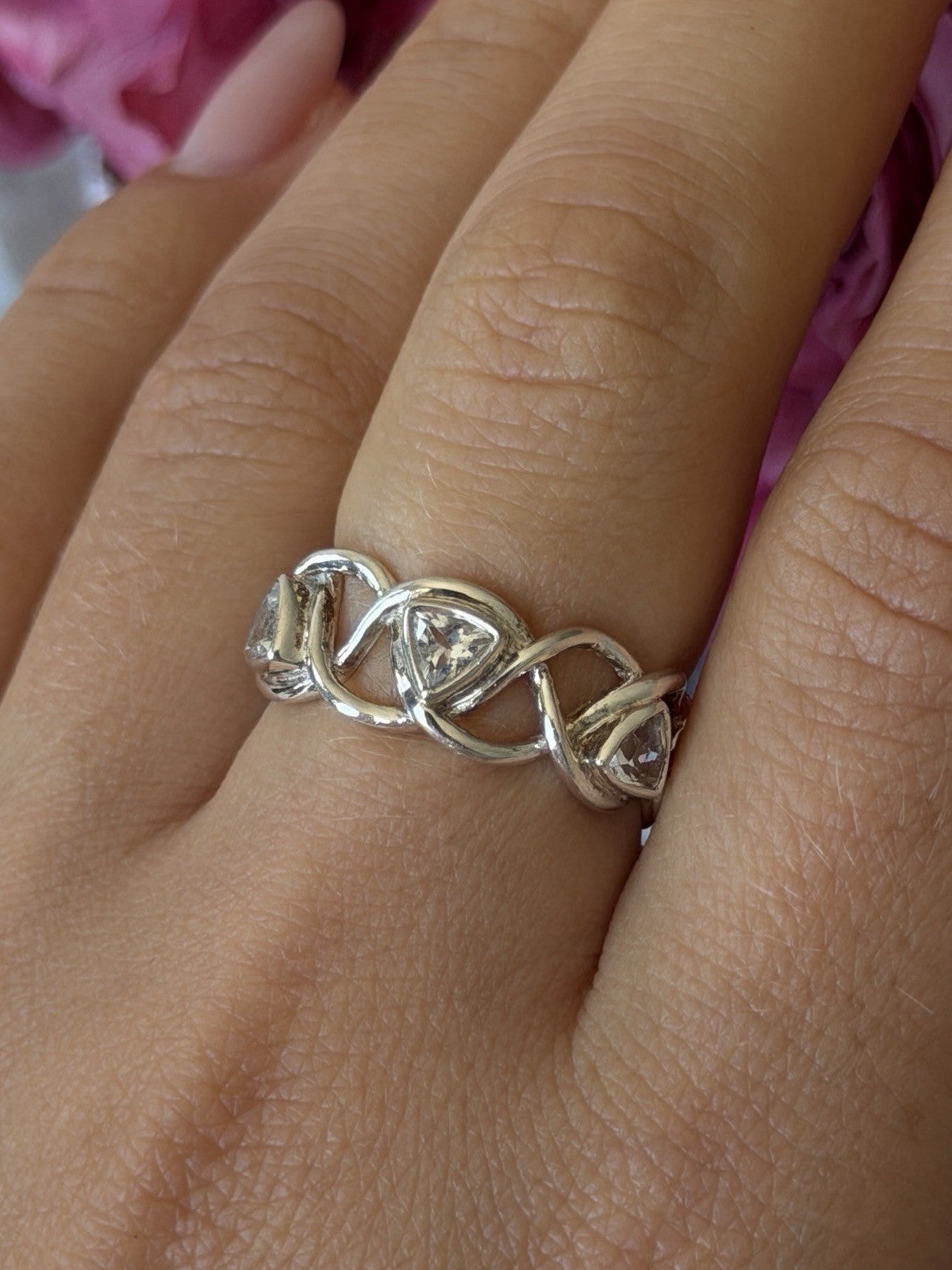 Deb Guyot 925 Sterling Silver White Topaz Band Ring Size 7