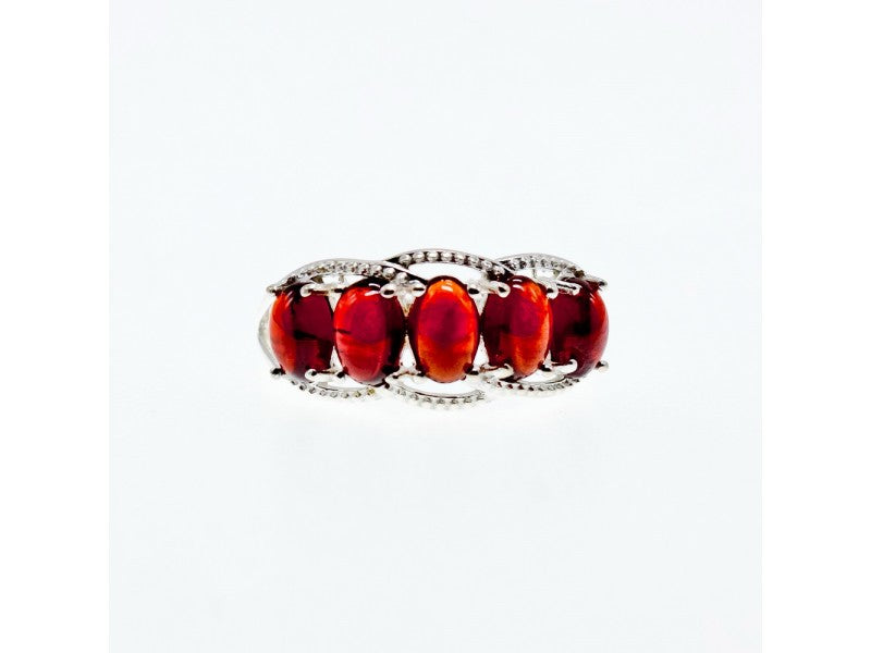 925 Sterling Silver Pyrope Garnet Ring Size 7