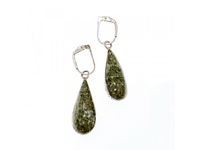 925 Sterling Silver Green Jasper Earrings