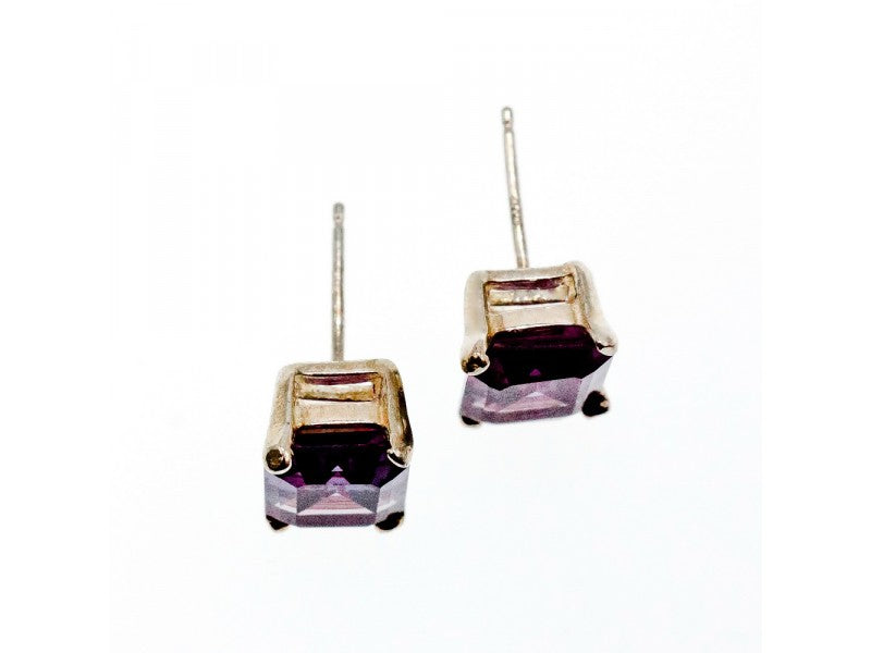 925 Sterling Silver Amethyst Stud Earrings
