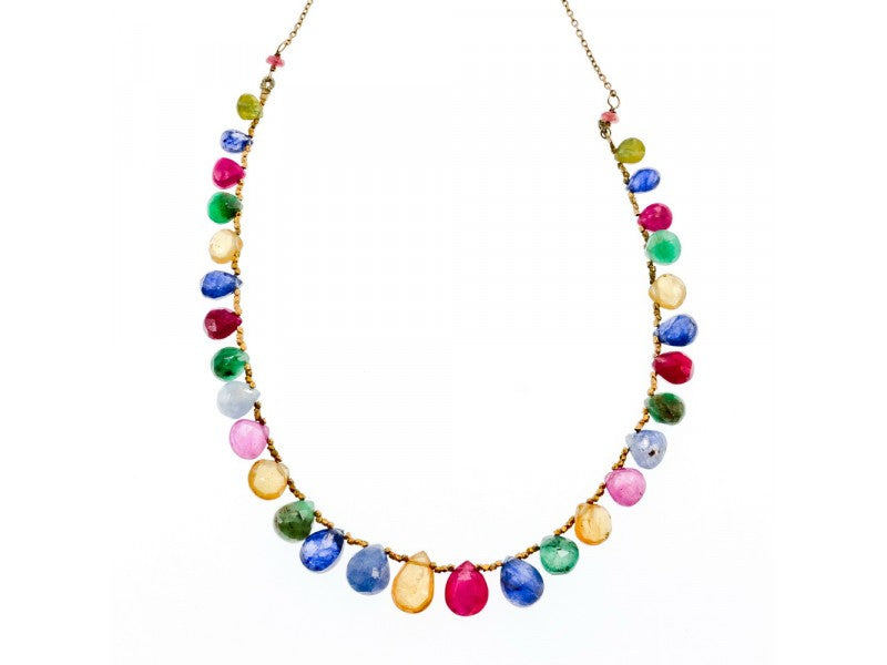 925 Sterling Silver Gold Plated Agates "Mood" Necklace Italy