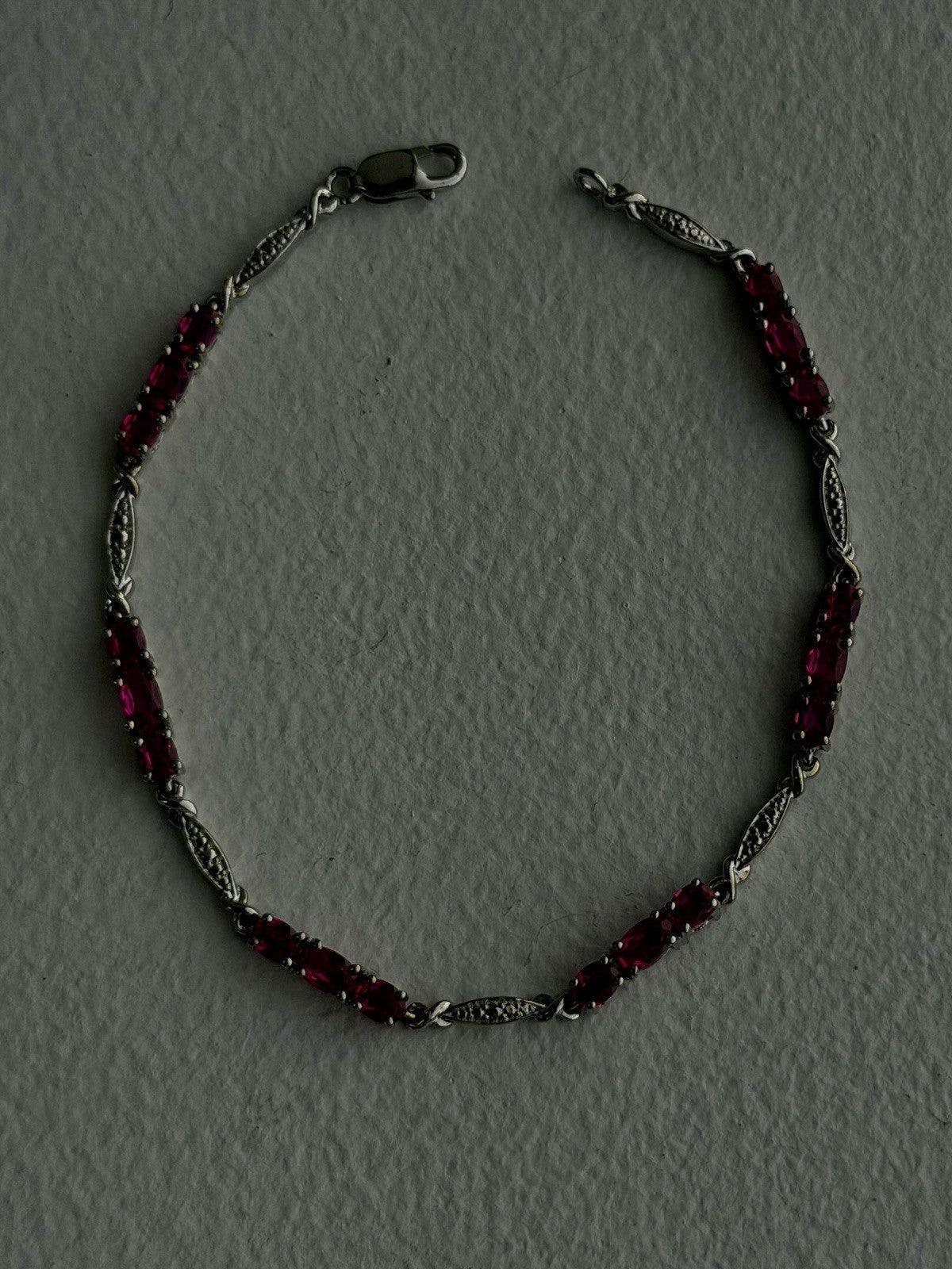 925 Sterling Silver Pink Sapphire Love Romantic Bracelet 7