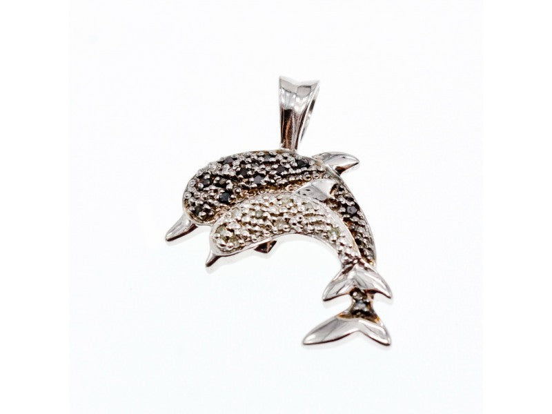 925 Sterling Silver Spinel Dolphins Pendant
