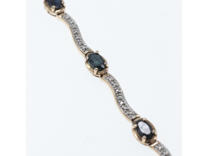 925 Sterling Silver Gold Plated Sapphires Bracelet