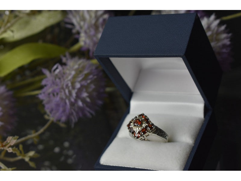 925 Sterling Silver Almandine Ring Size 7
