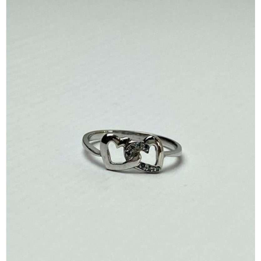 925 Sterling Silver Aquamarine "Hearts" Ring Size 7
