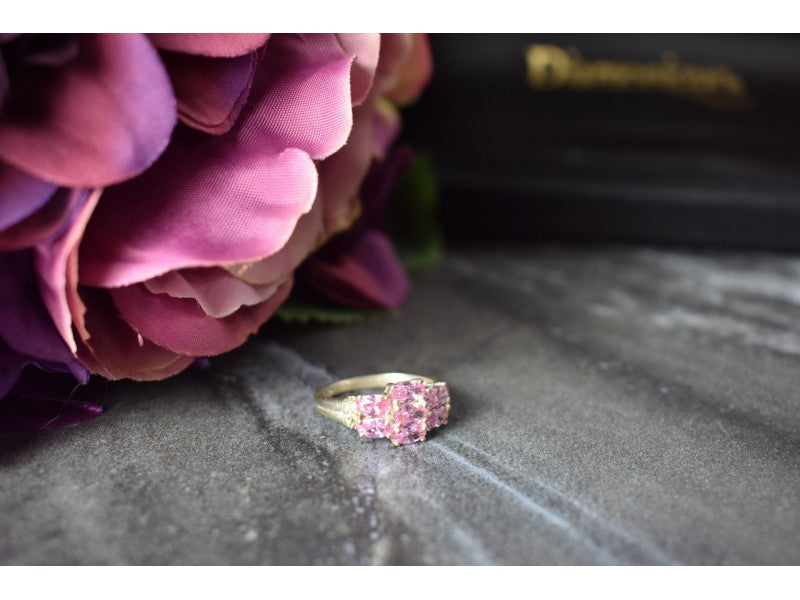 925 Sterling Silver Pink CZ Ring Size 6.5