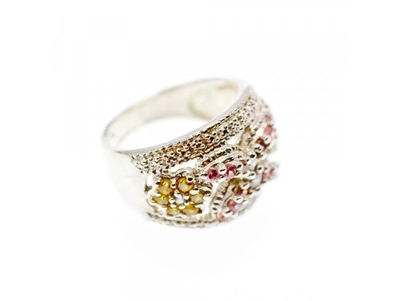 925 Sterling Silver Multicolor CZ Ring Size 8.5