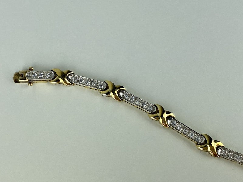 925 Sterling Silver Gold Plated CZ Bracelet Size 7.5 IN