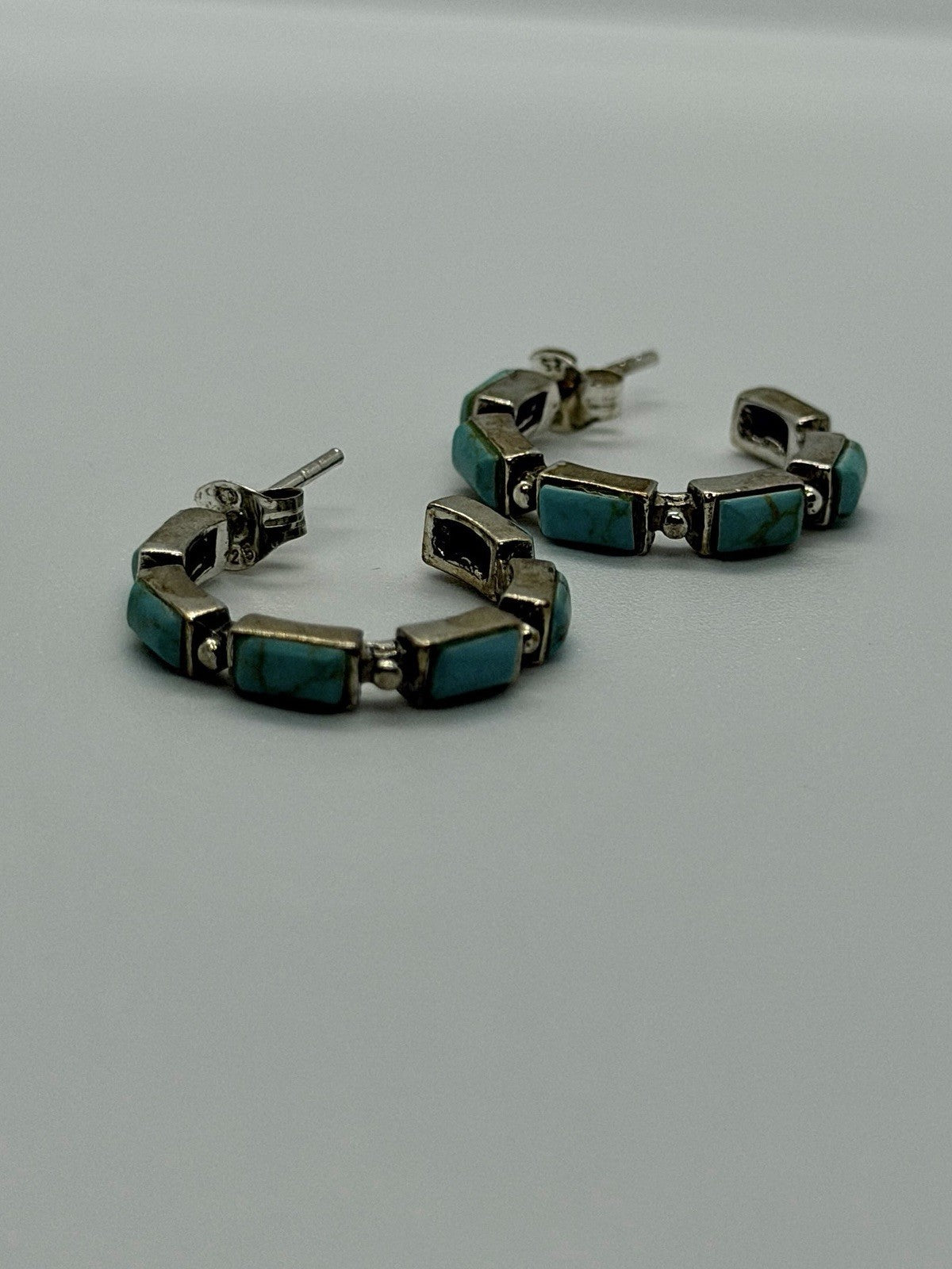 Vintage 925 Sterling Silver Blue Turquoise Earrings