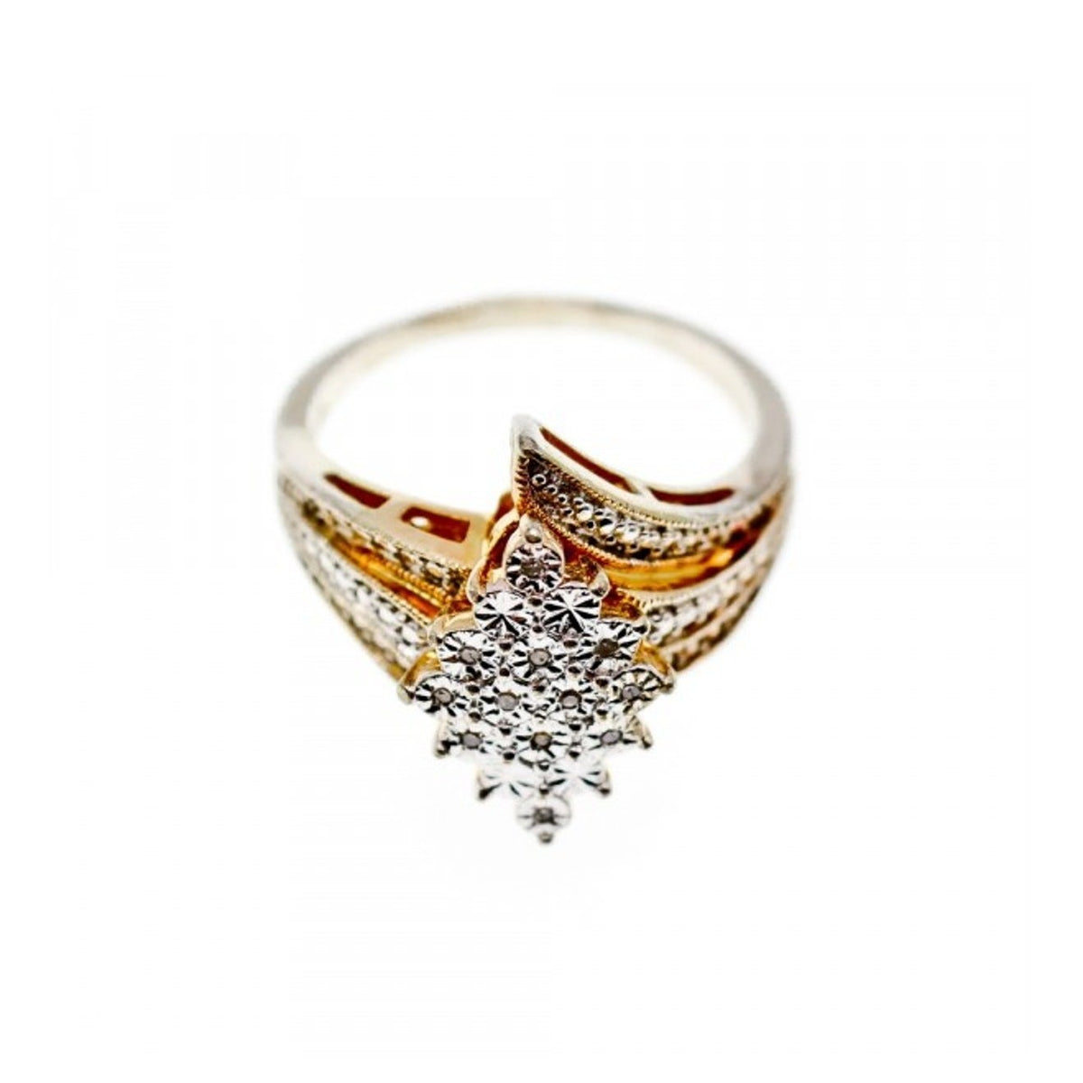 925 Sterling Silver Gold Plated CZ Ring Size 10