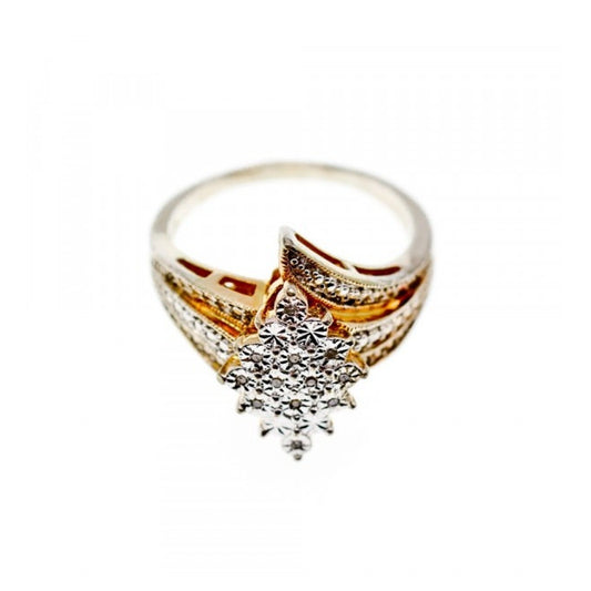 925 Sterling Silver Gold Plated CZ Ring Size 10