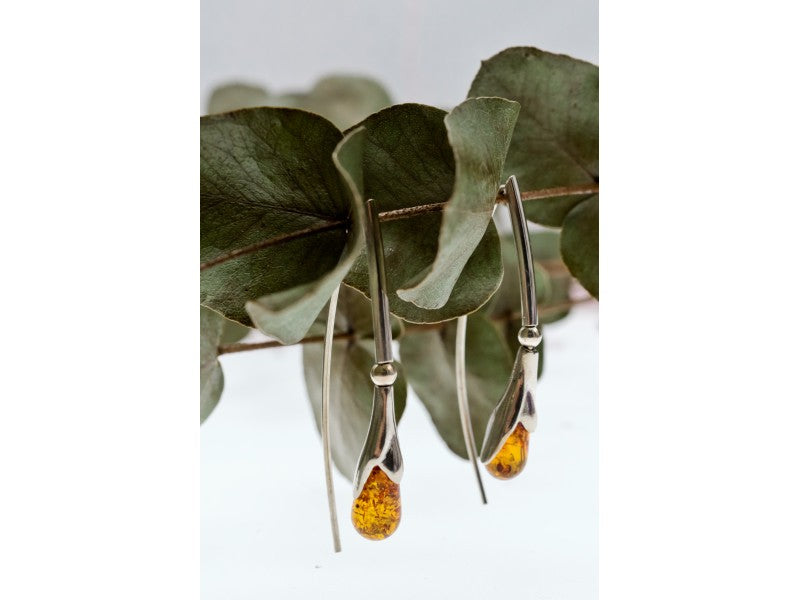 925 Sterling Silver Amber Earrings