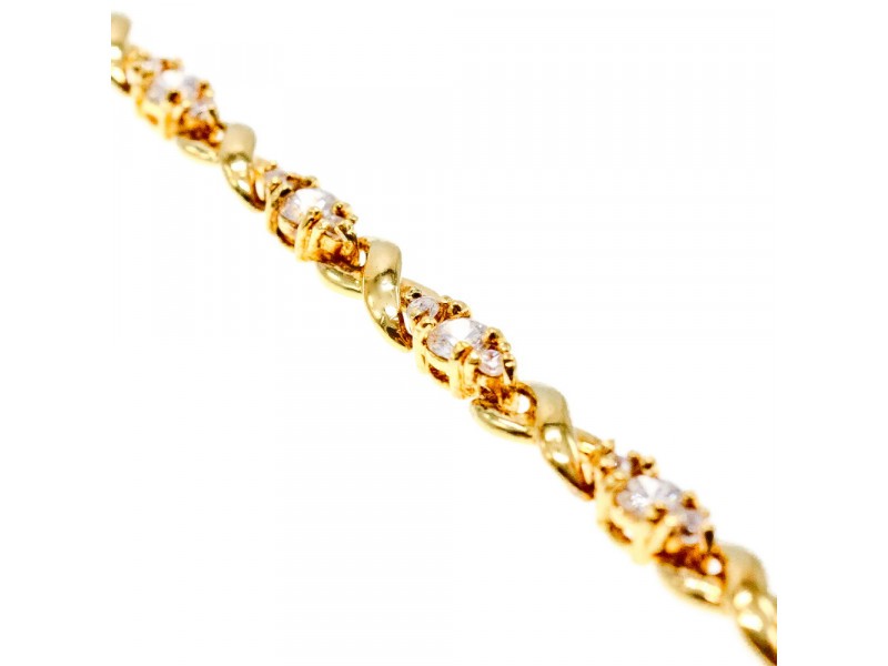 925 Sterling Silver Gold Plated CZ Bracelet Size 7 IN
