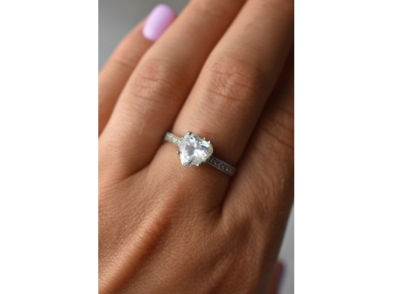 925 Sterling Silver CZ "Heart" Ring Size 8