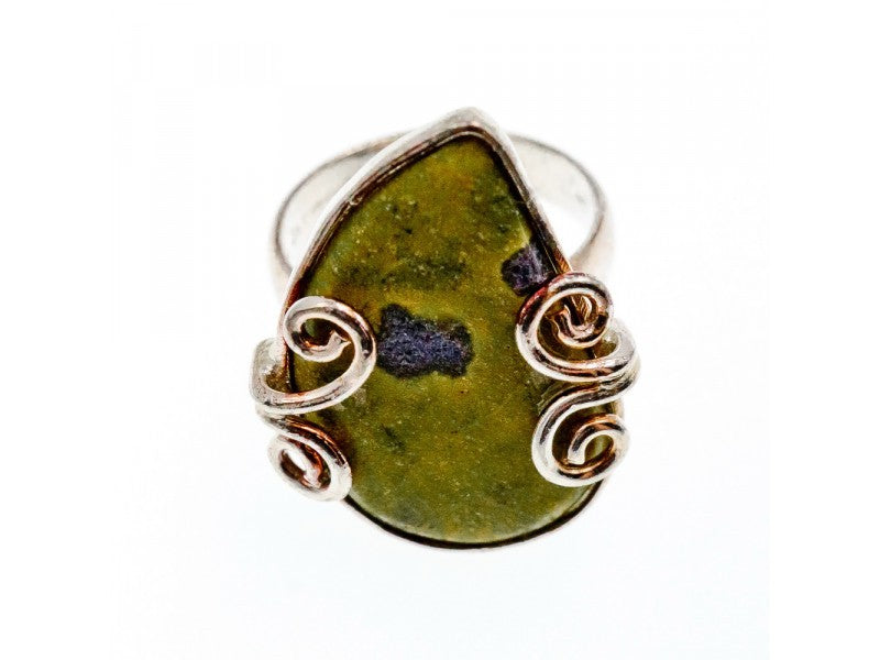 925 Sterling Silver Jasper Ring Size 5.5
