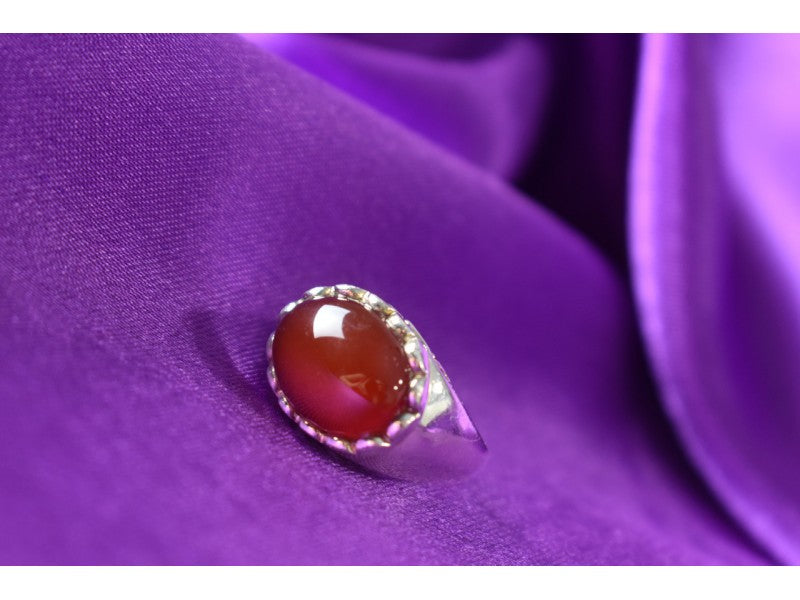 925 Sterling Silver Carnelian Ring Size 6.5