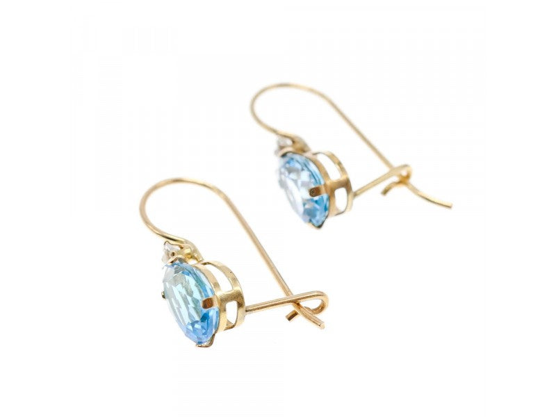 10K Yellow Gold Topaz & Diamonds Earrings