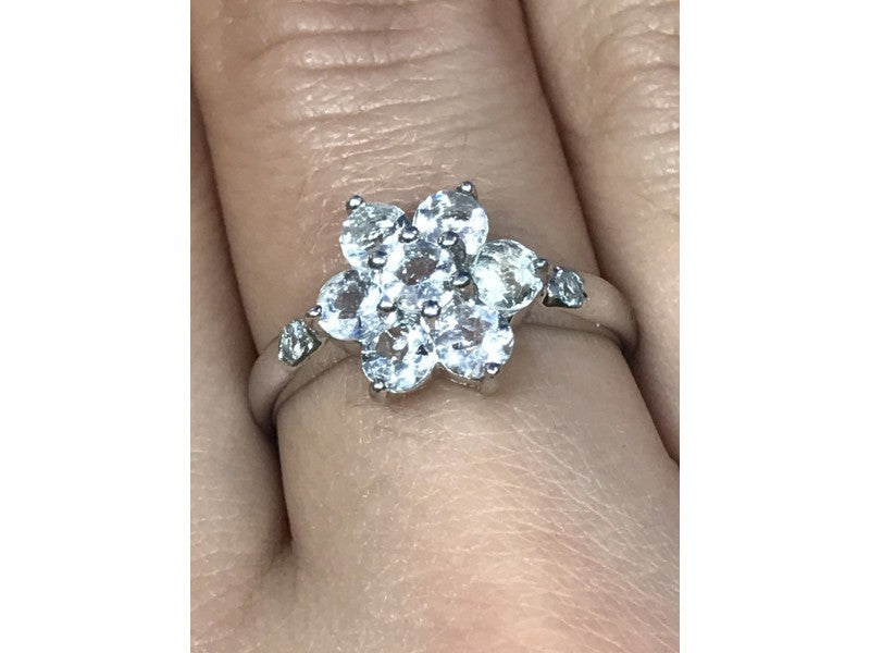 925 Sterling Silver CZ "Flower" Ring Size 8