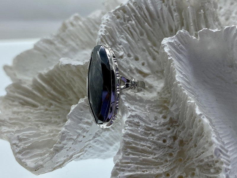 925 Sterling Silver Hematite Ring Size 5.5