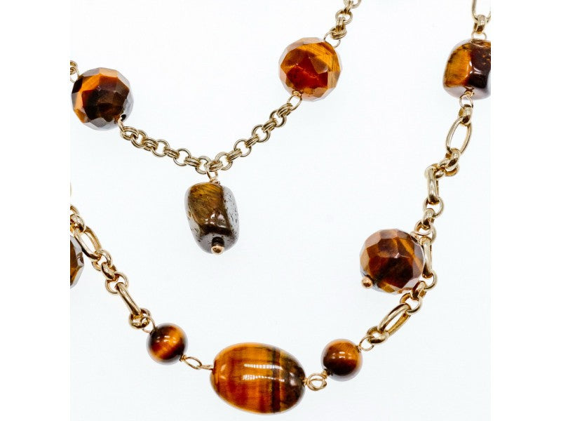 925 Sterling Silver Gold Plated Tiger's eye Necklace