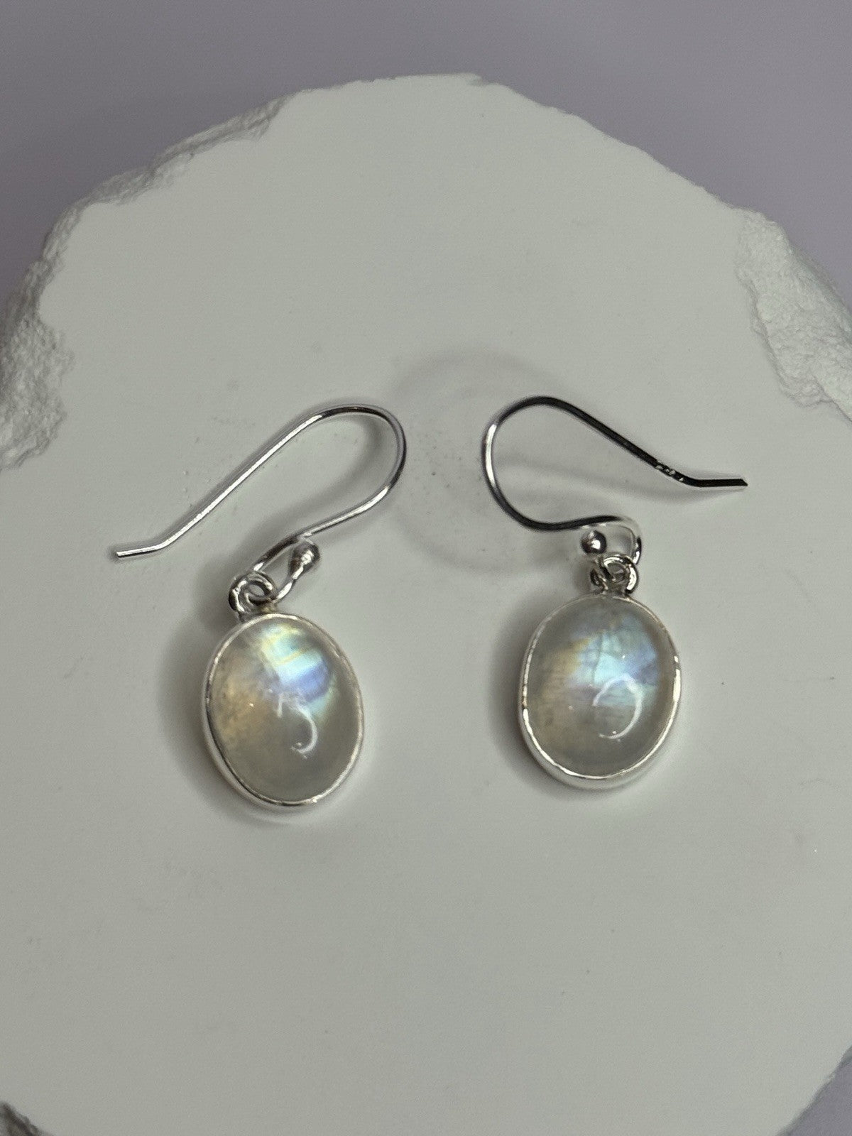 925 Sterling Silver Moonstone Earrings Length 1.1 Inch