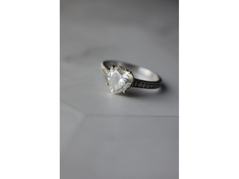 925 Sterling Silver CZ "Heart" Ring Size 8