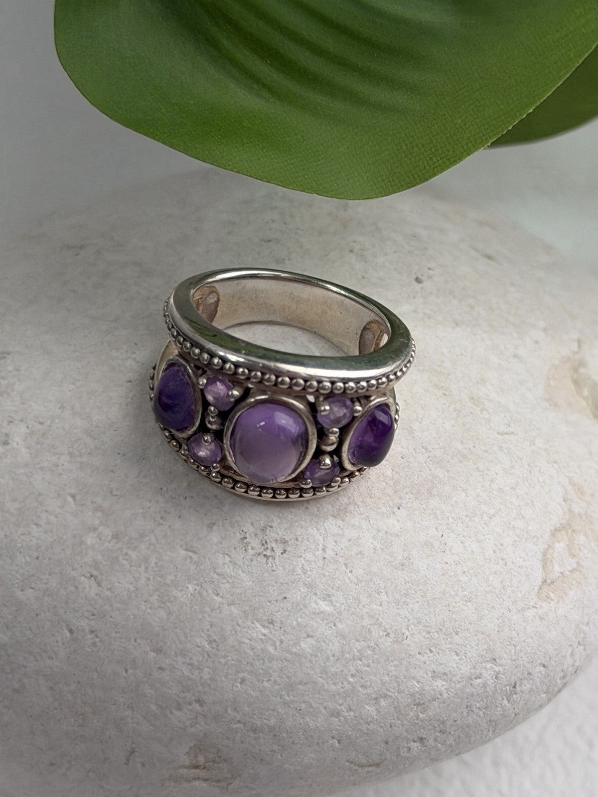 925 Sterling Silver Purple Tourmaline Ring Size 6