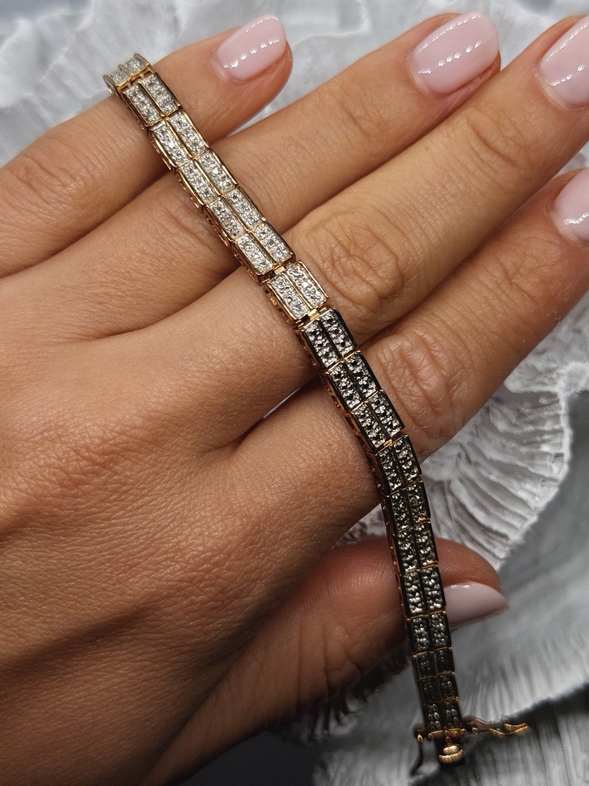 925 Sterling Silver Gold Plated Double Row Tennis Bracelet 7.5
