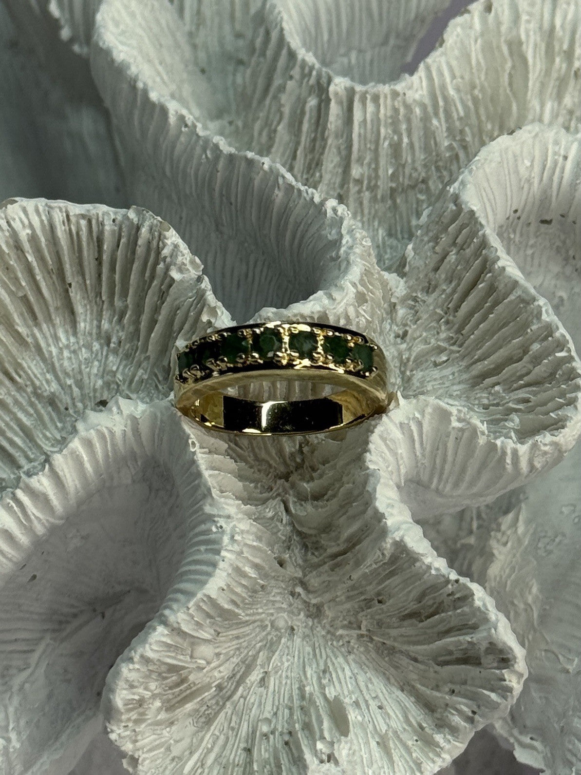 925 Sterling Silver Gold Plated Emerald Ring Size 8
