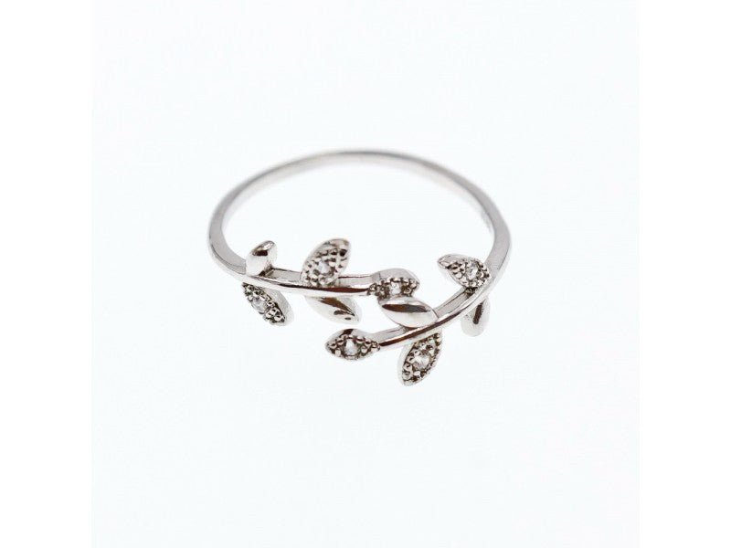 925 Sterling Silver CZ "Spring" Ring Size 7-8 ( Adjustable )