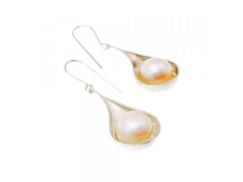 925 Sterling Silver Pearls Earrings Italy