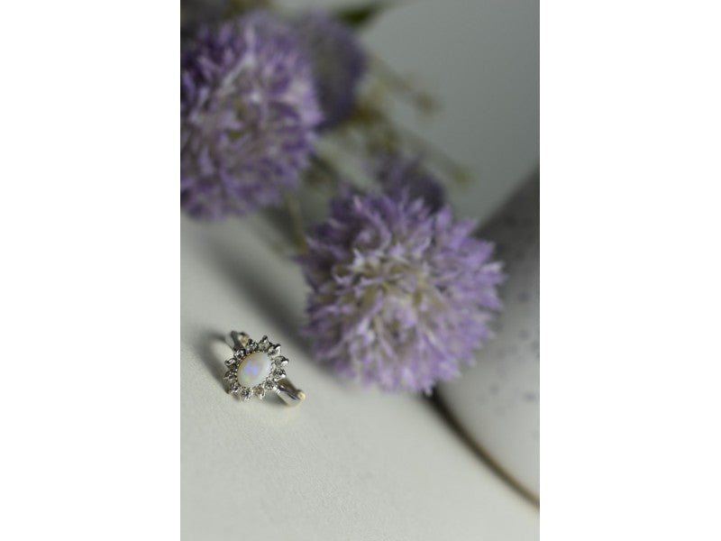 Vintage 925 Sterling Silver Opal & Quartz Ring Size 5.5