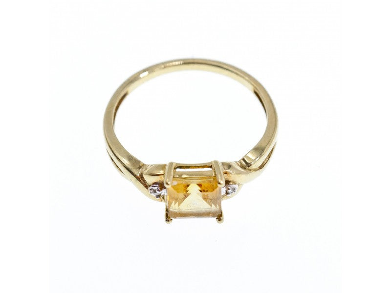 10K Yellow Gold Tourmaline & Diamonds Ring Size 8